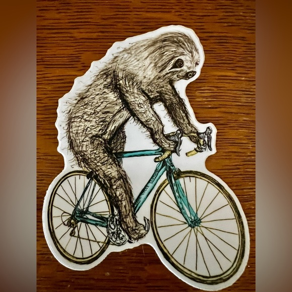 Sloth on Bicycle Sticker - Picture 1 of 3